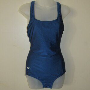 Speedo Womens One Piece Swimsuit Size 10L Navy Blue Sporty Sports Active
